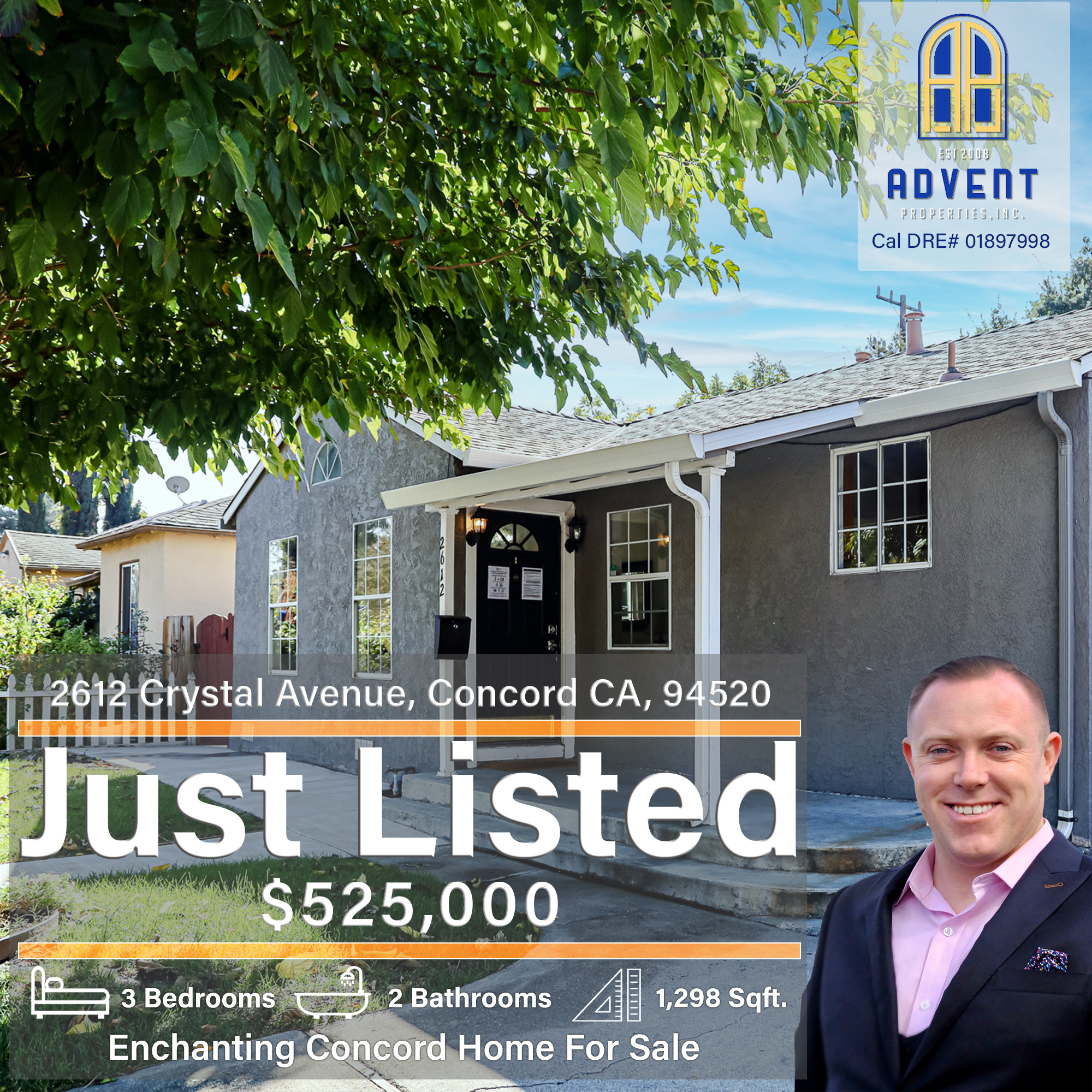 Just Listed by Darryl Glass: 2612 Crystal Avenue, Concord, CA 94520